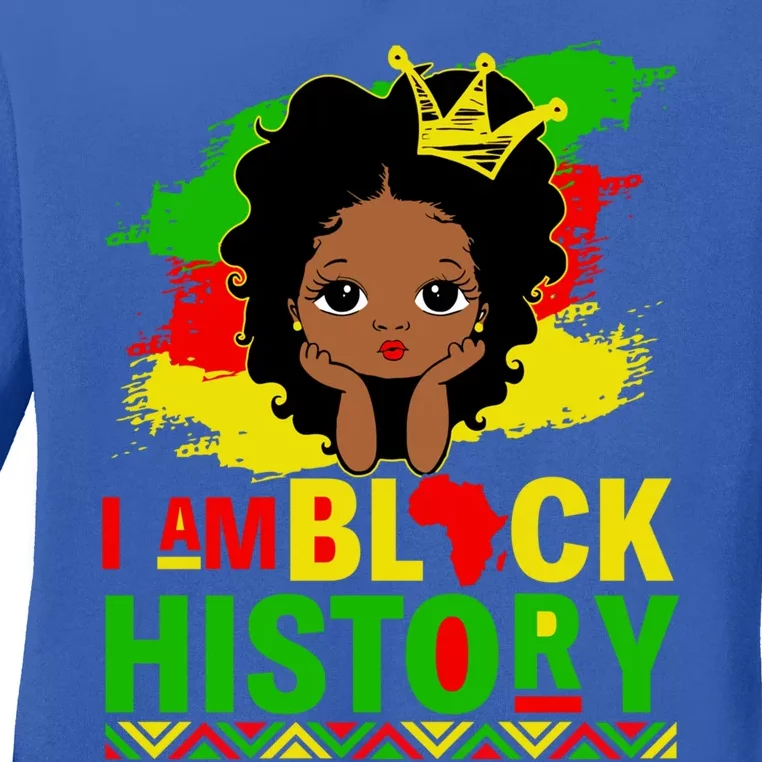 I Am Black History Cute Afro Juneteenth Black History Cute Gift Ladies Long Sleeve Shirt