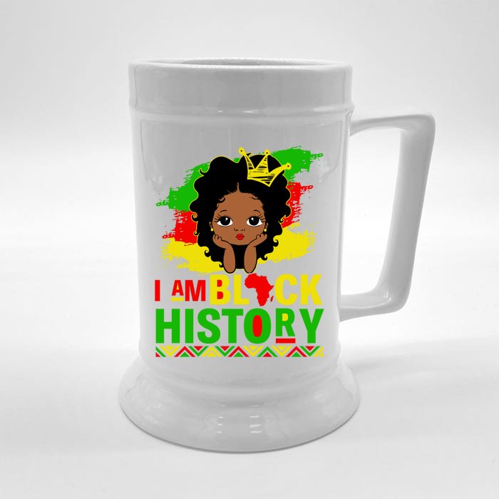 I Am Black History Cute Afro Juneteenth Black History Cute Gift Front & Back Beer Stein