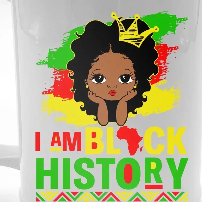 I Am Black History Cute Afro Juneteenth Black History Cute Gift Front & Back Beer Stein