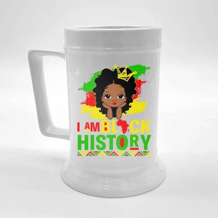 I Am Black History Cute Afro Juneteenth Black History Cute Gift Front & Back Beer Stein