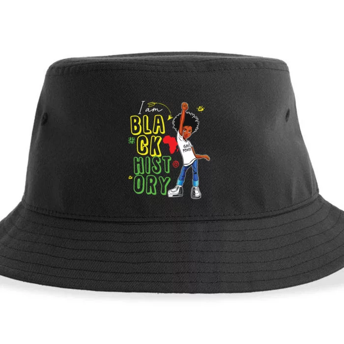 I Am Black History Month Girl Afro American Sustainable Bucket Hat