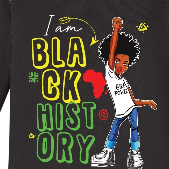 I Am Black History Month Girl Afro American Baby Long Sleeve Bodysuit