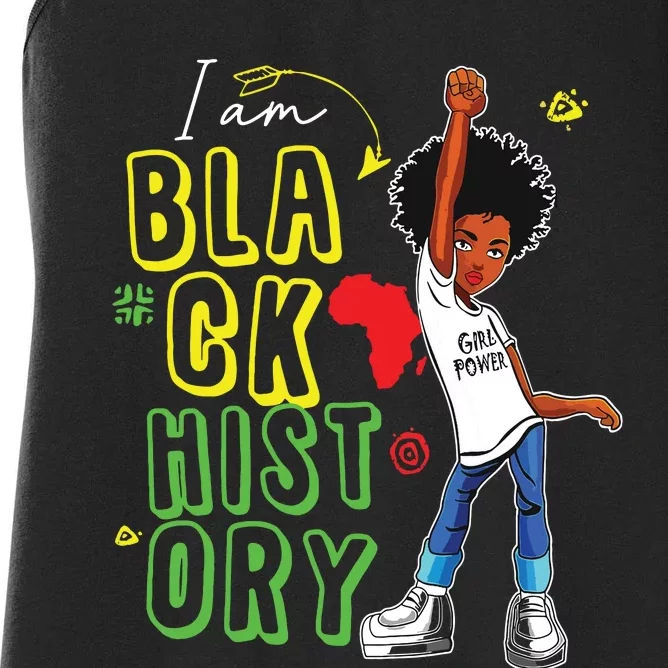 I Am Black History Month Girl Afro American Women's Racerback Tank