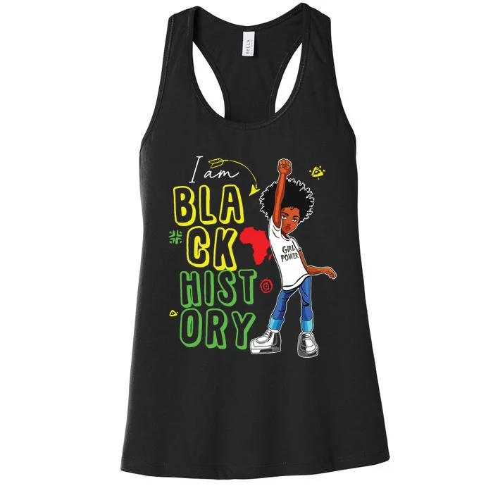 I Am Black History Month Girl Afro American Women's Racerback Tank