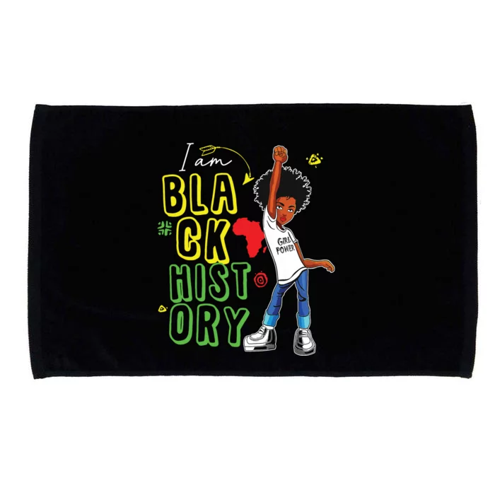 I Am Black History Month Girl Afro American Microfiber Hand Towel