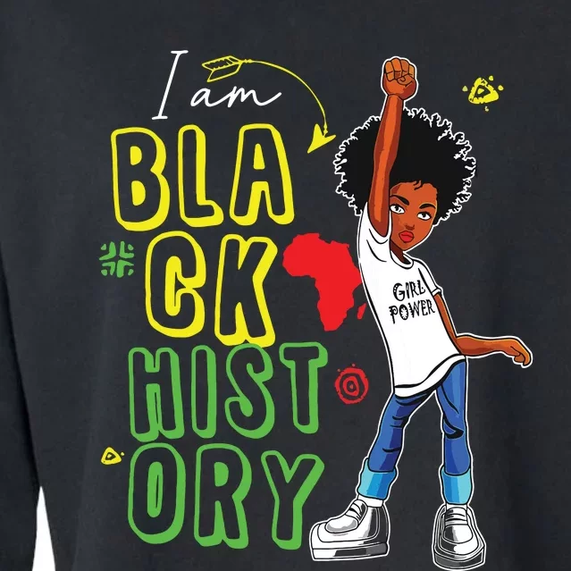 I Am Black History Month Girl Afro American Cropped Pullover Crew