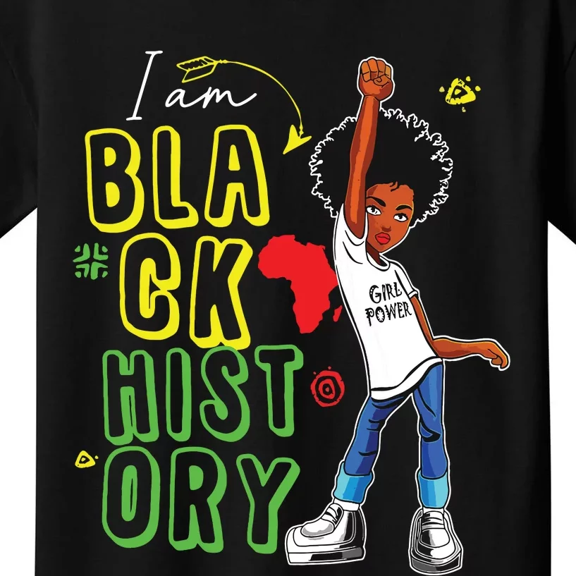 I Am Black History Month Girl Afro American Kids T-Shirt