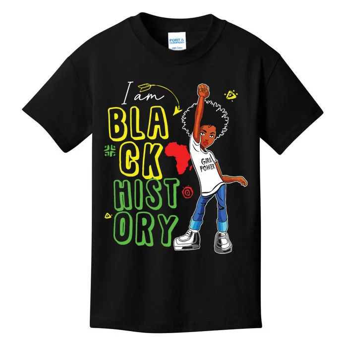 I Am Black History Month Girl Afro American Kids T-Shirt