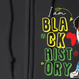 I Am Black History Month Girl Afro American Full Zip Hoodie