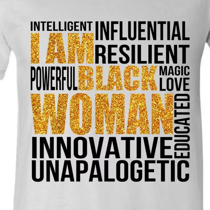 I Am Black Woman Black History Month Educated Black Girl V-Neck T-Shirt