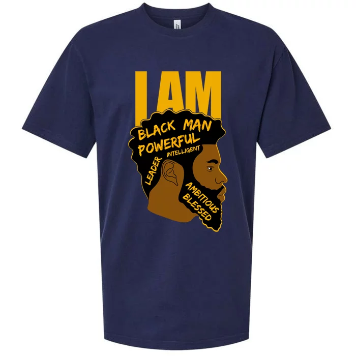 I Am Black King Powerful Leader Black History Month Dad Gift Sueded Cloud Jersey T-Shirt