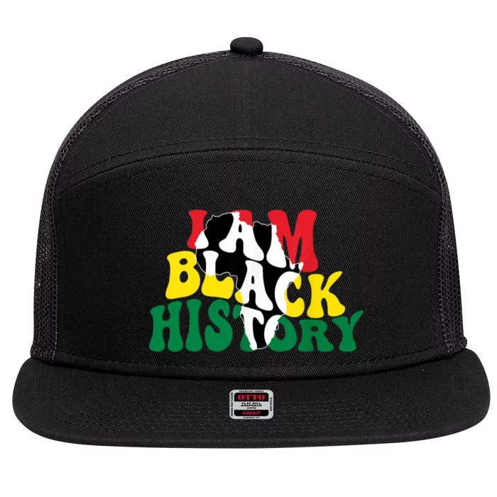 I Am Black History Month African American 7 Panel Mesh Trucker Snapback Hat