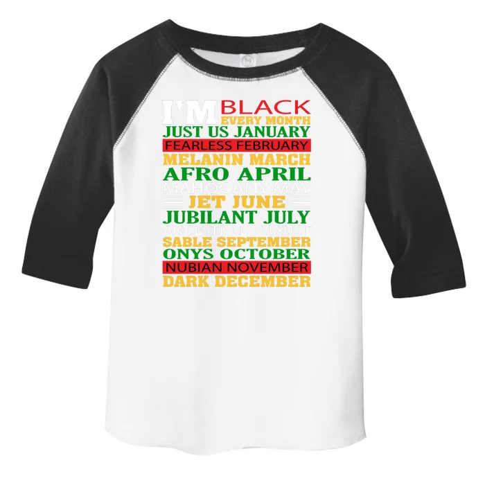 I Am Black Every Month Shirt Black History Month Toddler Fine Jersey T-Shirt