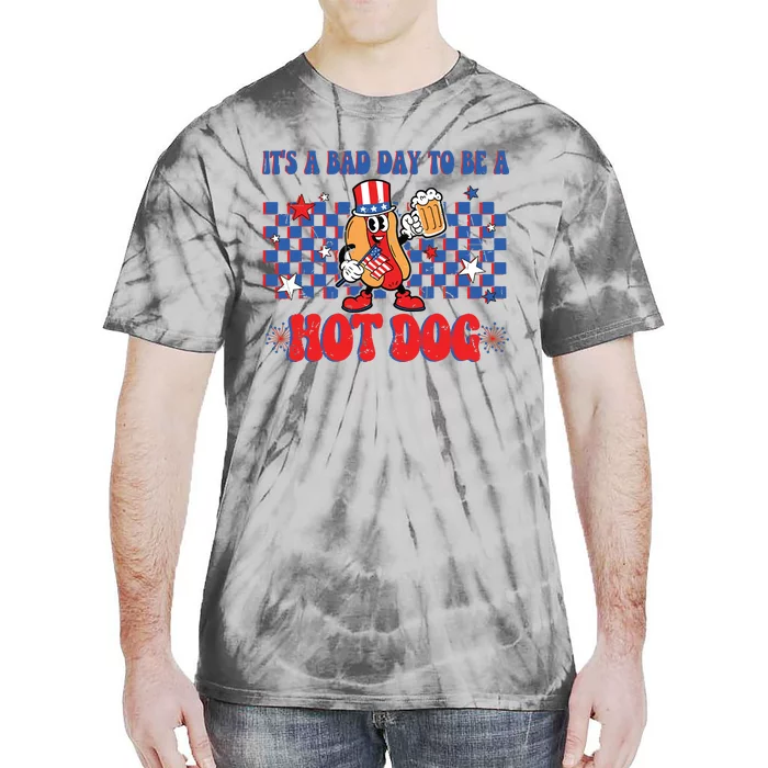 Its A Bad Day To Be A Hot Dog 4th Of July Fun Hotdog Lover Tie-Dye T-Shirt