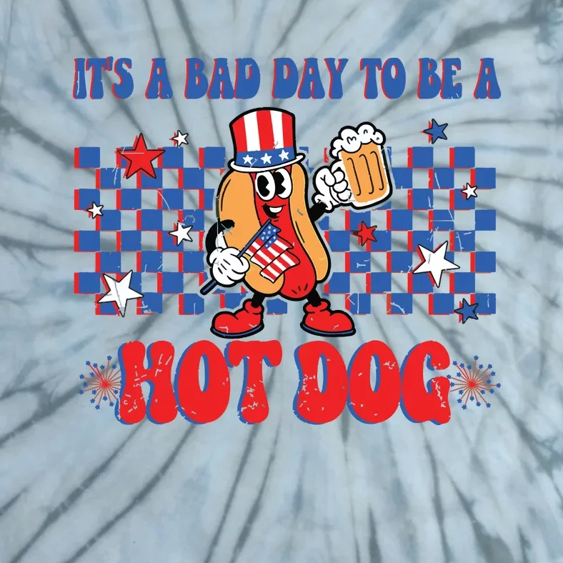 Its A Bad Day To Be A Hot Dog 4th Of July Fun Hotdog Lover Tie-Dye T-Shirt