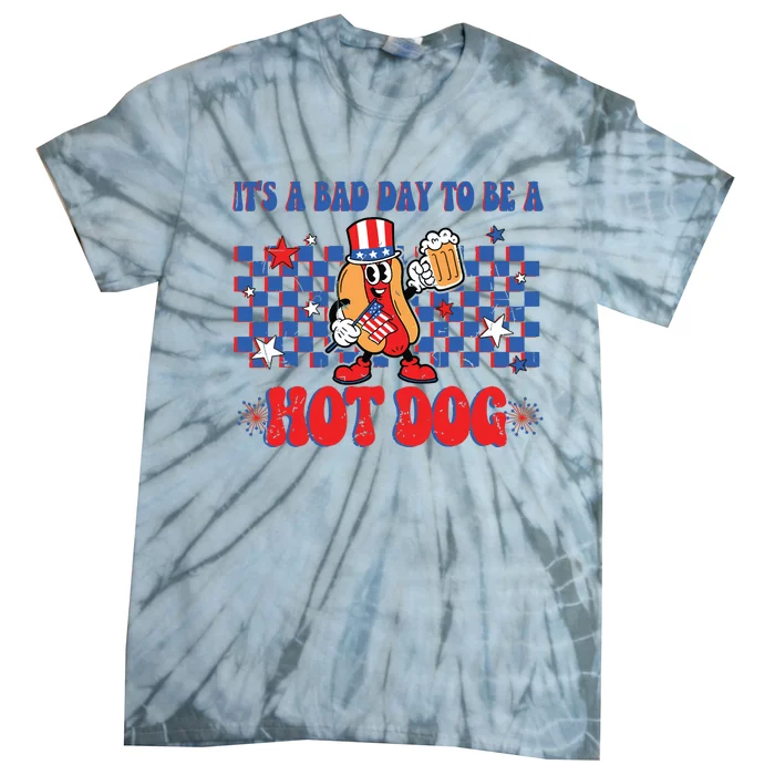 Its A Bad Day To Be A Hot Dog 4th Of July Fun Hotdog Lover Tie-Dye T-Shirt