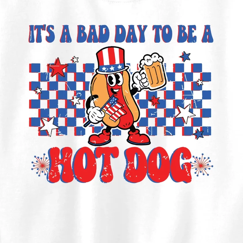 Its A Bad Day To Be A Hot Dog 4th Of July Fun Hotdog Lover Kids Sweatshirt