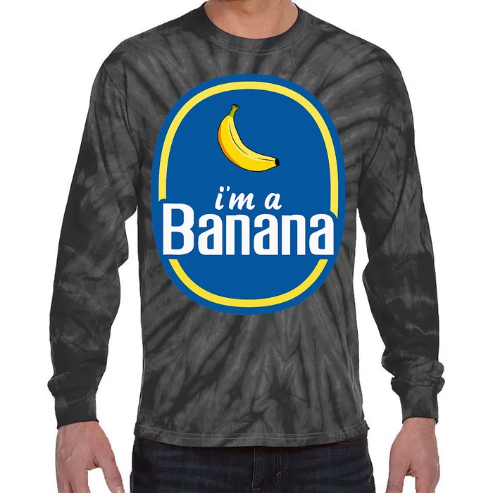 IM A Banana Costume Halloween Fruit Sticker Tie-Dye Long Sleeve Shirt