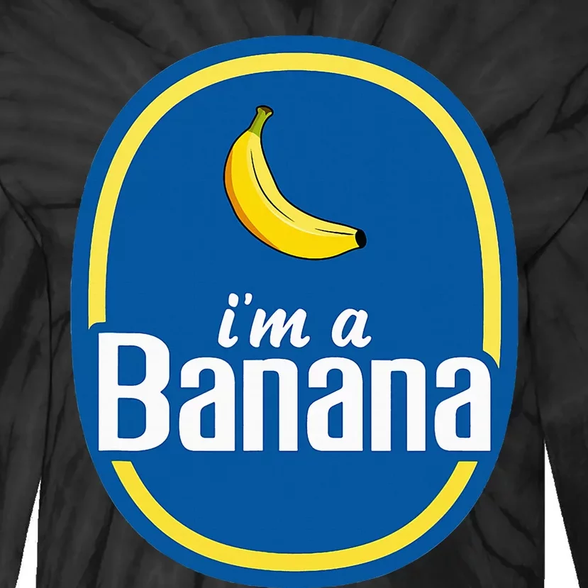 IM A Banana Costume Halloween Fruit Sticker Tie-Dye Long Sleeve Shirt