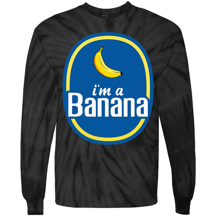 IM A Banana Costume Halloween Fruit Sticker Tie-Dye Long Sleeve Shirt