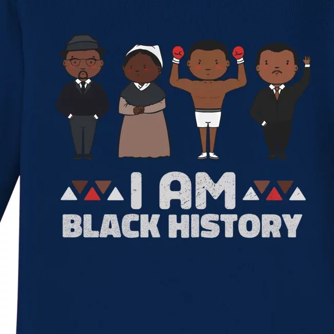 I Am Black History Future Melanin King Black Magic Gift Baby Long Sleeve Bodysuit