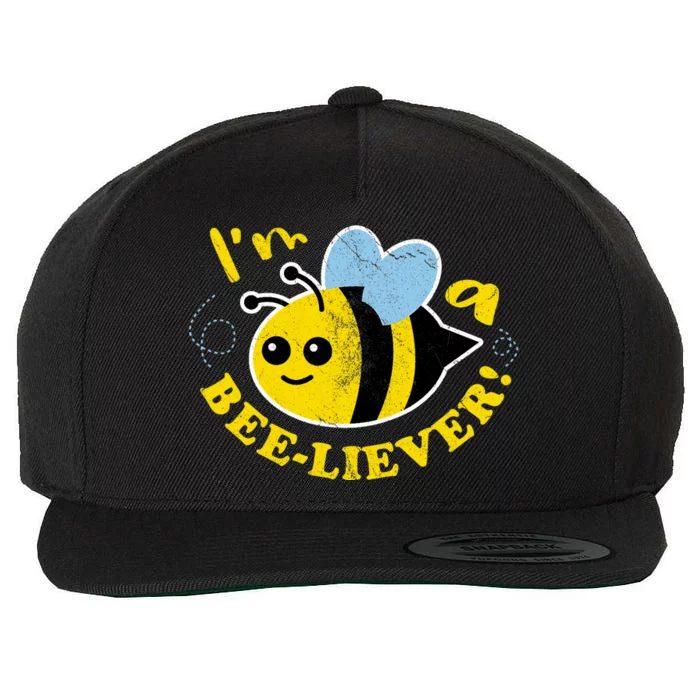 Im A BeeLiever! Cute Kawaii Honey Bee Lover Cartoon Wool Snapback Cap