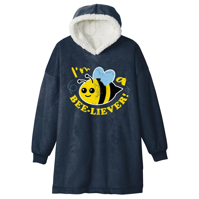 Im A BeeLiever! Cute Kawaii Honey Bee Lover Cartoon Hooded Wearable Blanket