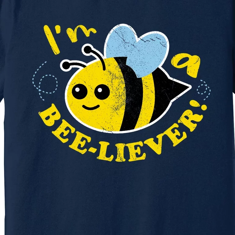 Im A BeeLiever! Cute Kawaii Honey Bee Lover Cartoon Premium T-Shirt