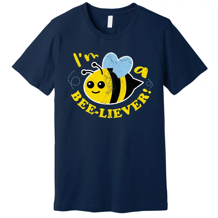 Im A BeeLiever! Cute Kawaii Honey Bee Lover Cartoon Premium T-Shirt