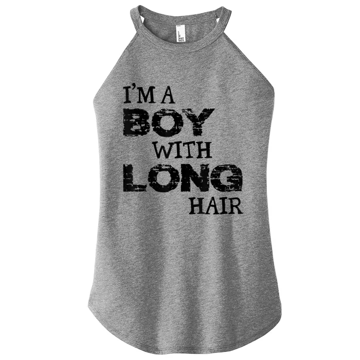 I'm A Boy With Long Hair Funny Cool Long Hair Women’s Perfect Tri Rocker Tank