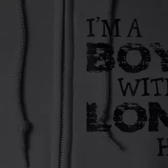 I'm A Boy With Long Hair Funny kid boy Cool Long Hair Full Zip Hoodie