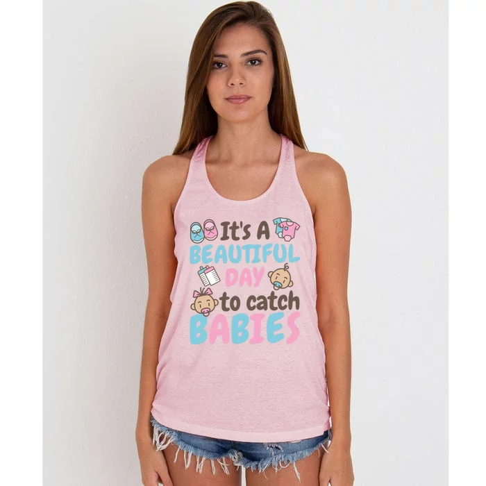 Its A Beautiful Day To Catch Ld Delivery Nurse Cool Gift Women's Knotted Racerback Tank