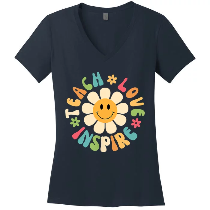 Its A Beautiful Day For Learning 2 Sided Teacher Life Book Women's V-Neck T-Shirt