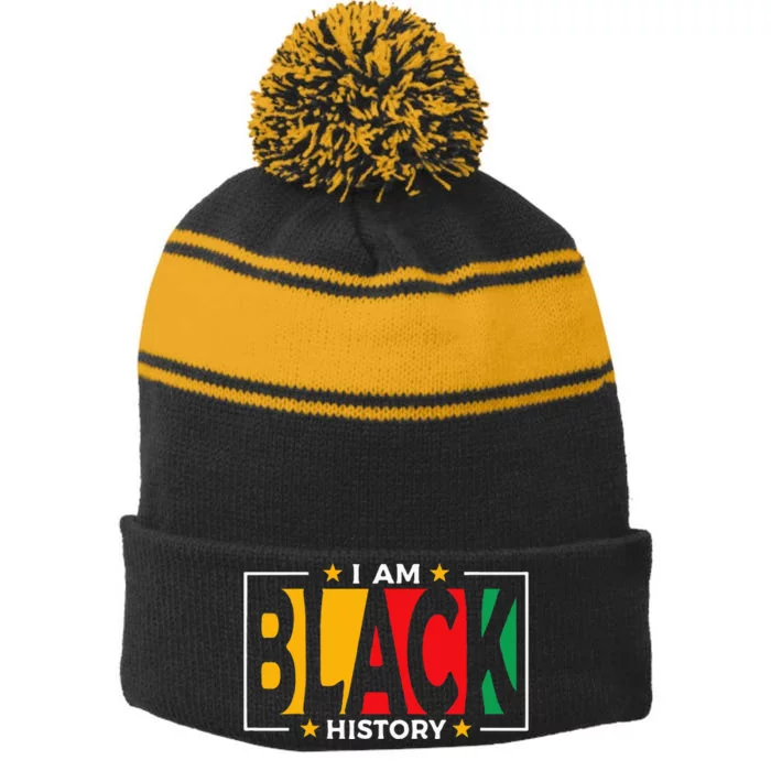 I Am Black History Black History Month Stripe Pom Pom Beanie