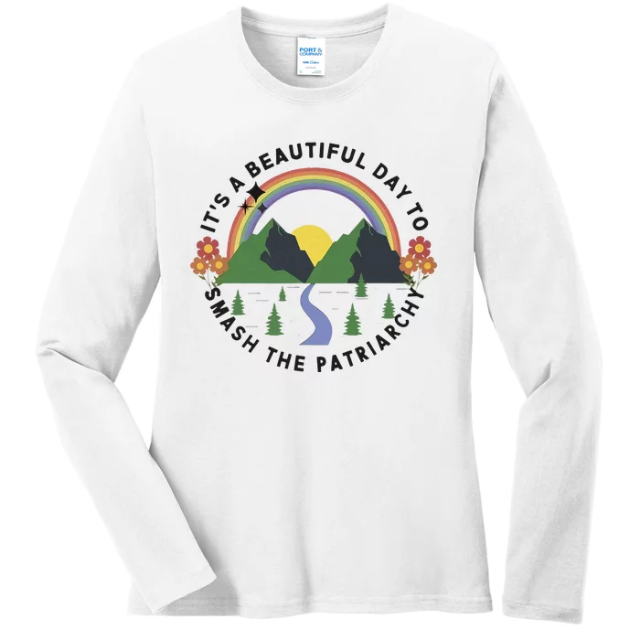 Its A Beautiful Day To Smash The Patriarchy Retro Feminism Ladies Long Sleeve Shirt