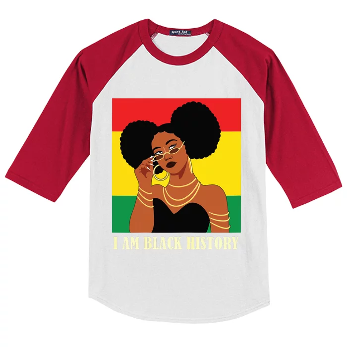 I Am Black History Educated Queen African American Women Kids Colorblock Raglan Jersey