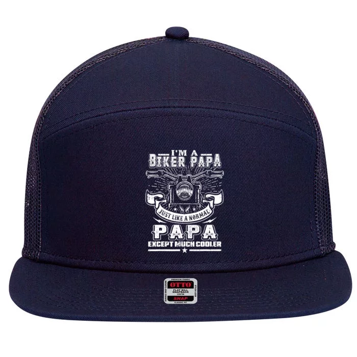 I'm A Biker Papa Funny Motorcycle Rider Grandpa Father's Da 7 Panel Mesh Trucker Snapback Hat