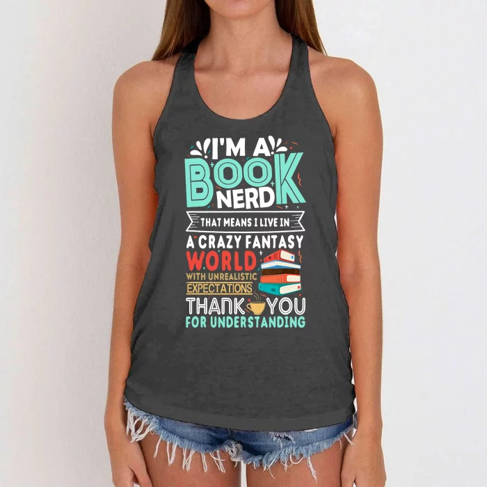 Im A Book Nerd Funny Reading Gifts For Book Lovers Women's Knotted Racerback Tank