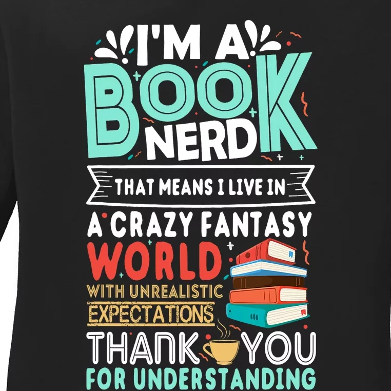 Im A Book Nerd Funny Reading Gifts For Book Lovers Ladies Long Sleeve Shirt