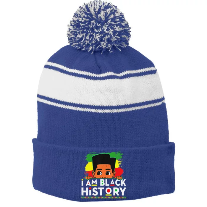 I Am Black History Black History Month Stripe Pom Pom Beanie