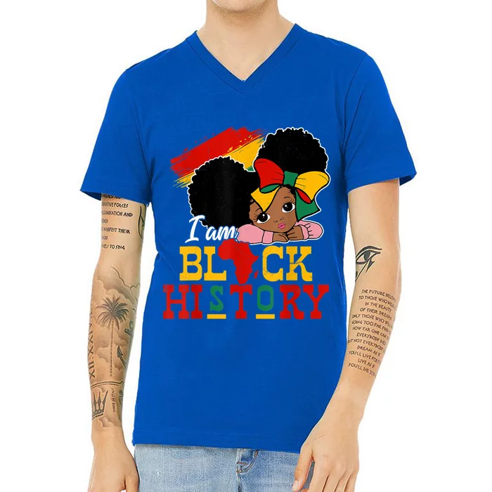 I Am Black History Month Black Melanin Meaningful Gift V-Neck T-Shirt