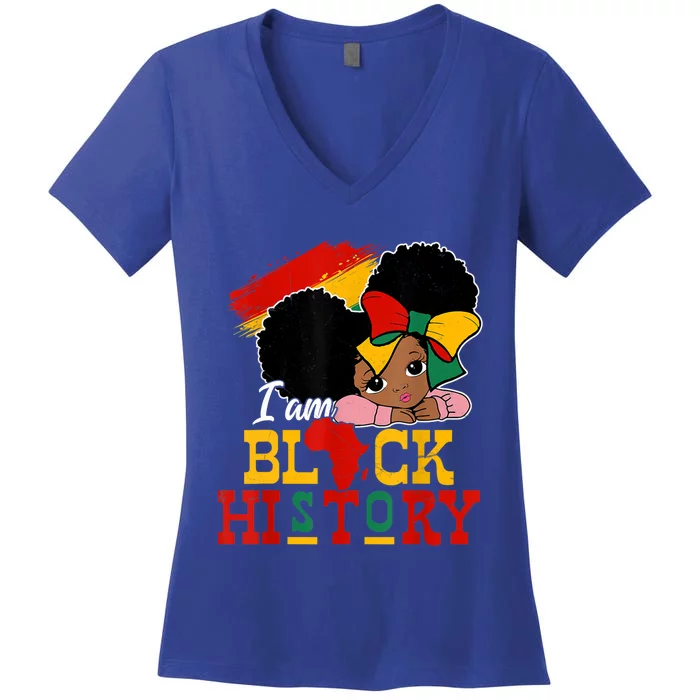 I Am Black History Month Black Melanin Meaningful Gift Women's V-Neck T-Shirt