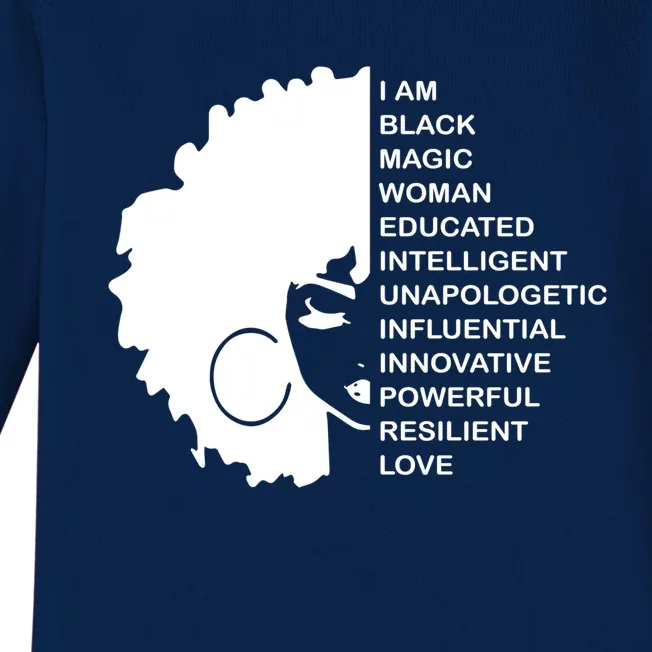 I Am Black Gift Black History Month African American Gift Baby Long Sleeve Bodysuit