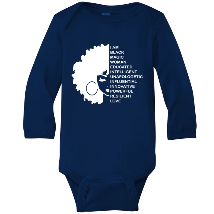 I Am Black Gift Black History Month African American Gift Baby Long Sleeve Bodysuit