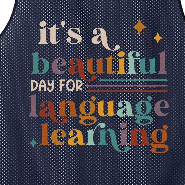 ItS A Beautiful Day For Language Learning Esl Teacher Esol Mesh Reversible Basketball Jersey Tank