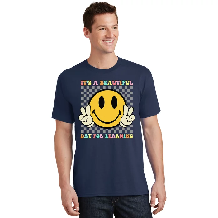 ItS A Beautiful Day For Learning Retro Groovy Teacher T-Shirt