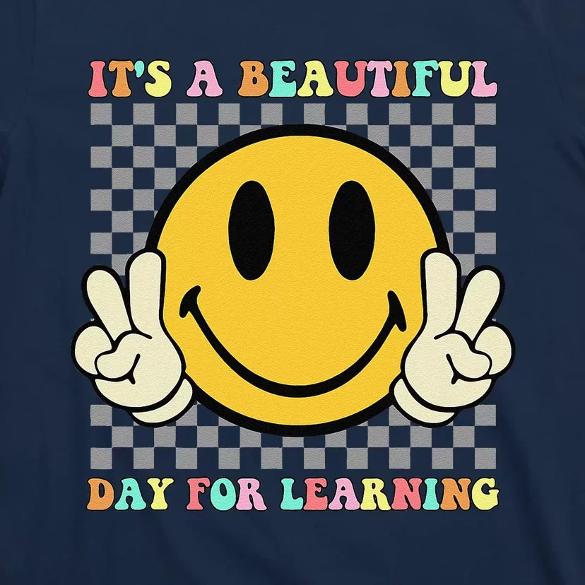 ItS A Beautiful Day For Learning Retro Groovy Teacher T-Shirt