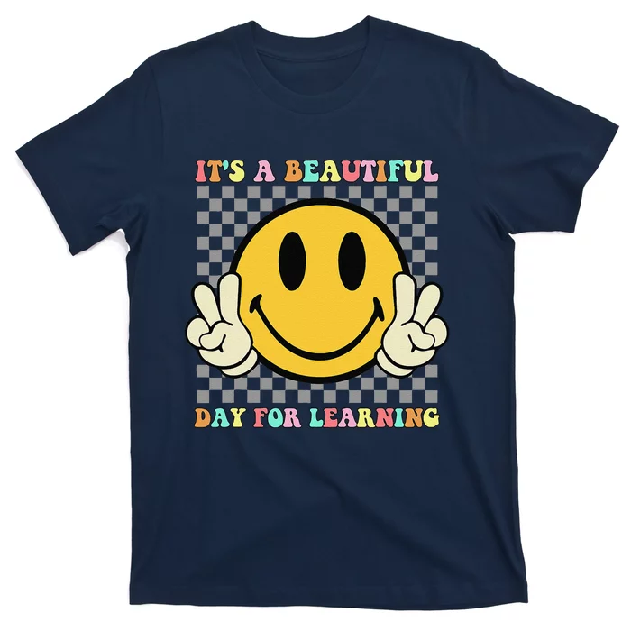 ItS A Beautiful Day For Learning Retro Groovy Teacher T-Shirt