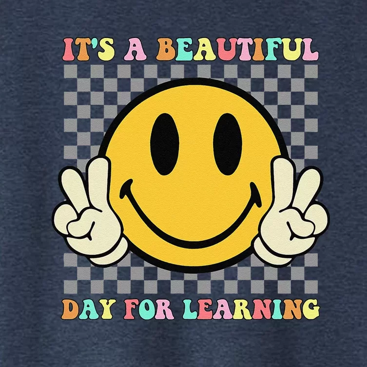 ItS A Beautiful Day For Learning Retro Groovy Teacher Women's Crop Top Tee