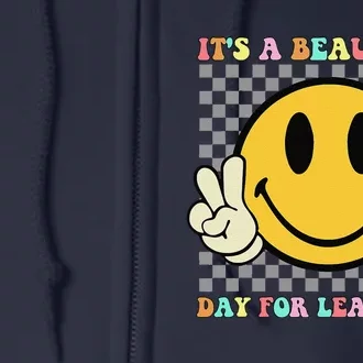 ItS A Beautiful Day For Learning Retro Groovy Teacher Full Zip Hoodie